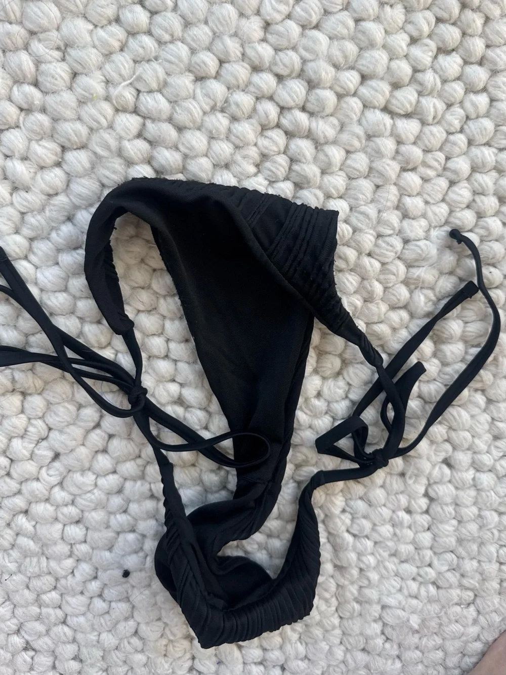 SHEIN Black Ribbed Tie-Side Triangle Bikini Set - Picture 2 of 3